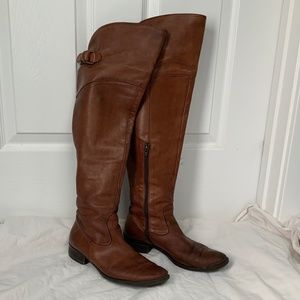 Lavorazione Artigiana Brown Over-the-knee Leather Boots made in Italy Women’s 37